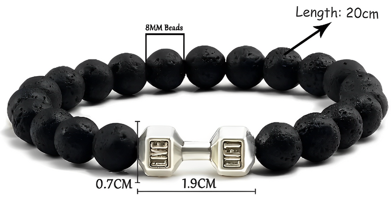 Pulseira Unissex Pedra Vulcânica Preta Fosca - LavaShield
