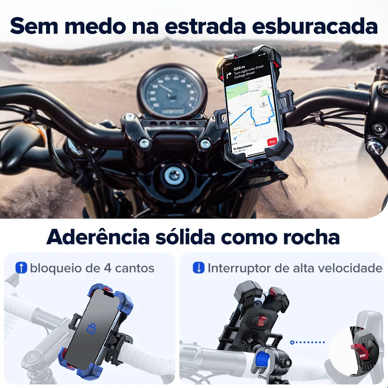 Suporte de Celular para Motocicleta Joyroom 360° - Universal, Antichoque e Rotativo