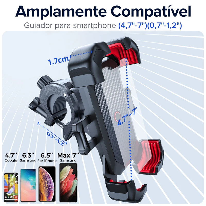 Suporte de Celular para Motocicleta Joyroom 360° - Universal, Antichoque e Rotativo